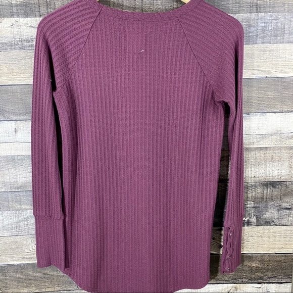 Chaser Purple Pink Waffle Knit Cuffed Thermal Top S Minimalist - Picture 5 of 5